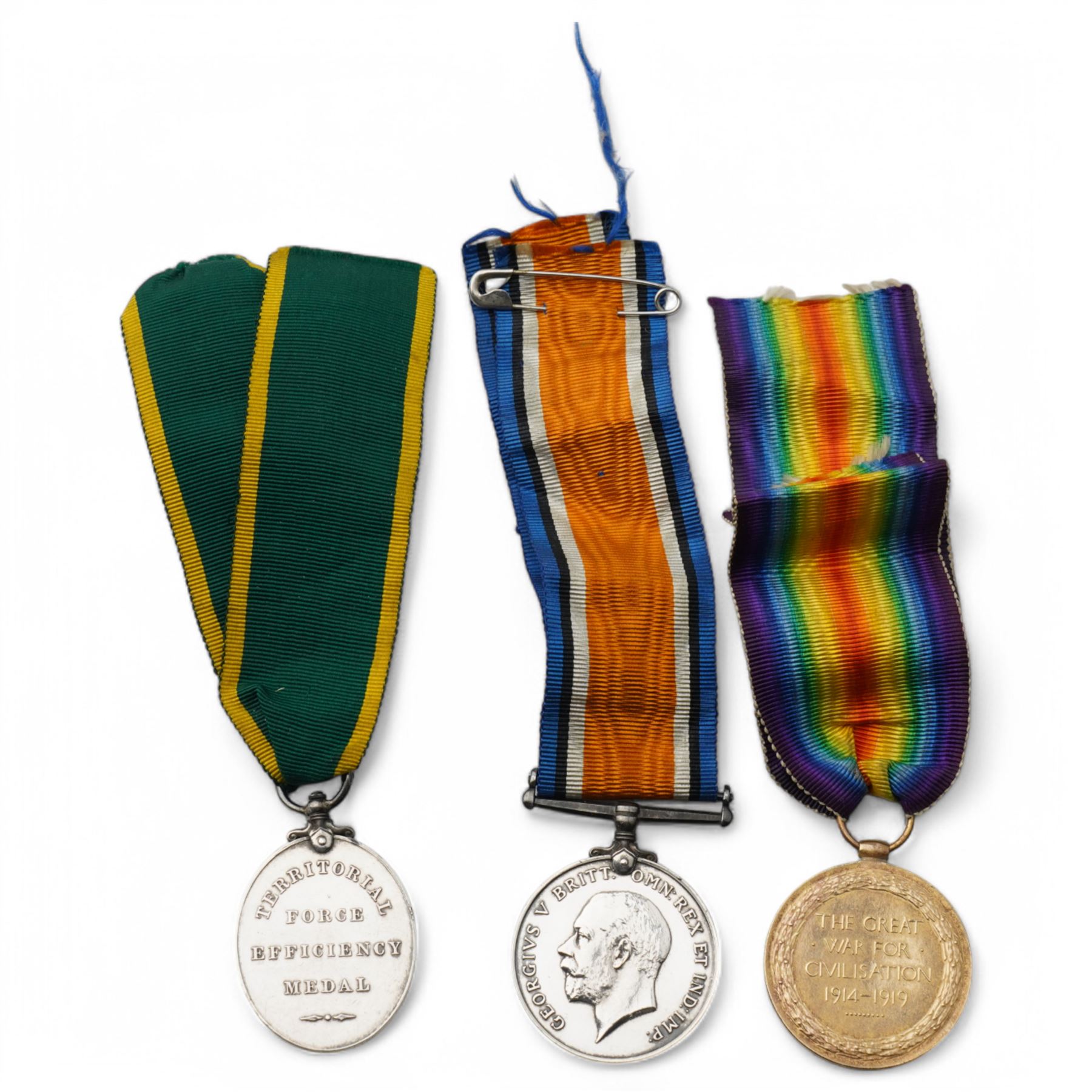 First World War Territorial Efficiency group of three medals to 136773 Cpl C H Sampson R.A. comprising British War Medal, Victory Medal and Territorial Efficiency Medal (483 Cpl C H Sampson R.G.A.)