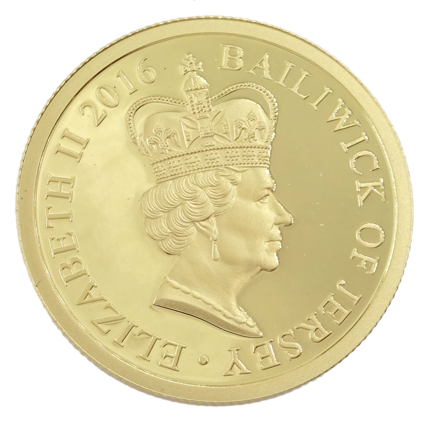 Queen Elizabeth II Jersey 2016 '90th Birthday' 22ct gold proof one pound coin, cased with certificate