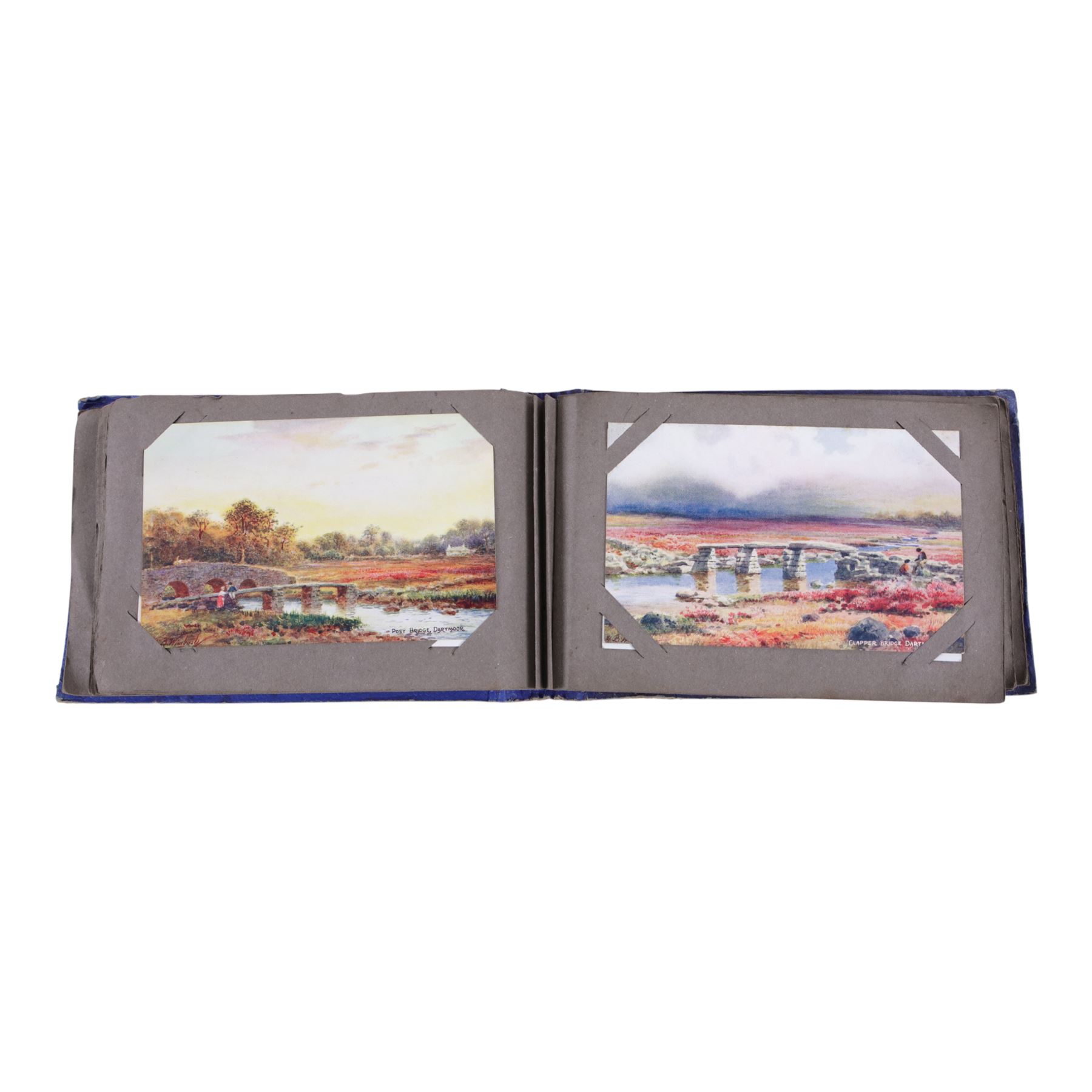 Collection of Victorian and later postcards and greetings cards, including black and white family photographs, 1920s birthday cards, black and white and colour postcards of York, Newcastle, Whitby etc, housed in five early 20th century postcard albums and some loose