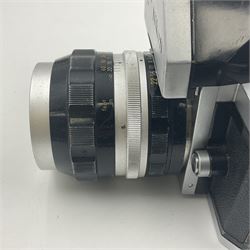 Nikon F Photomic NKJ camera body, marked 'US Dept of Defense ... U.S.A.F DA Nang, serial no. 6561811, with 'Nippon Kogaku NIKKOR-P Auto 1:2.5 f=105mm' lens, serial no. 212154