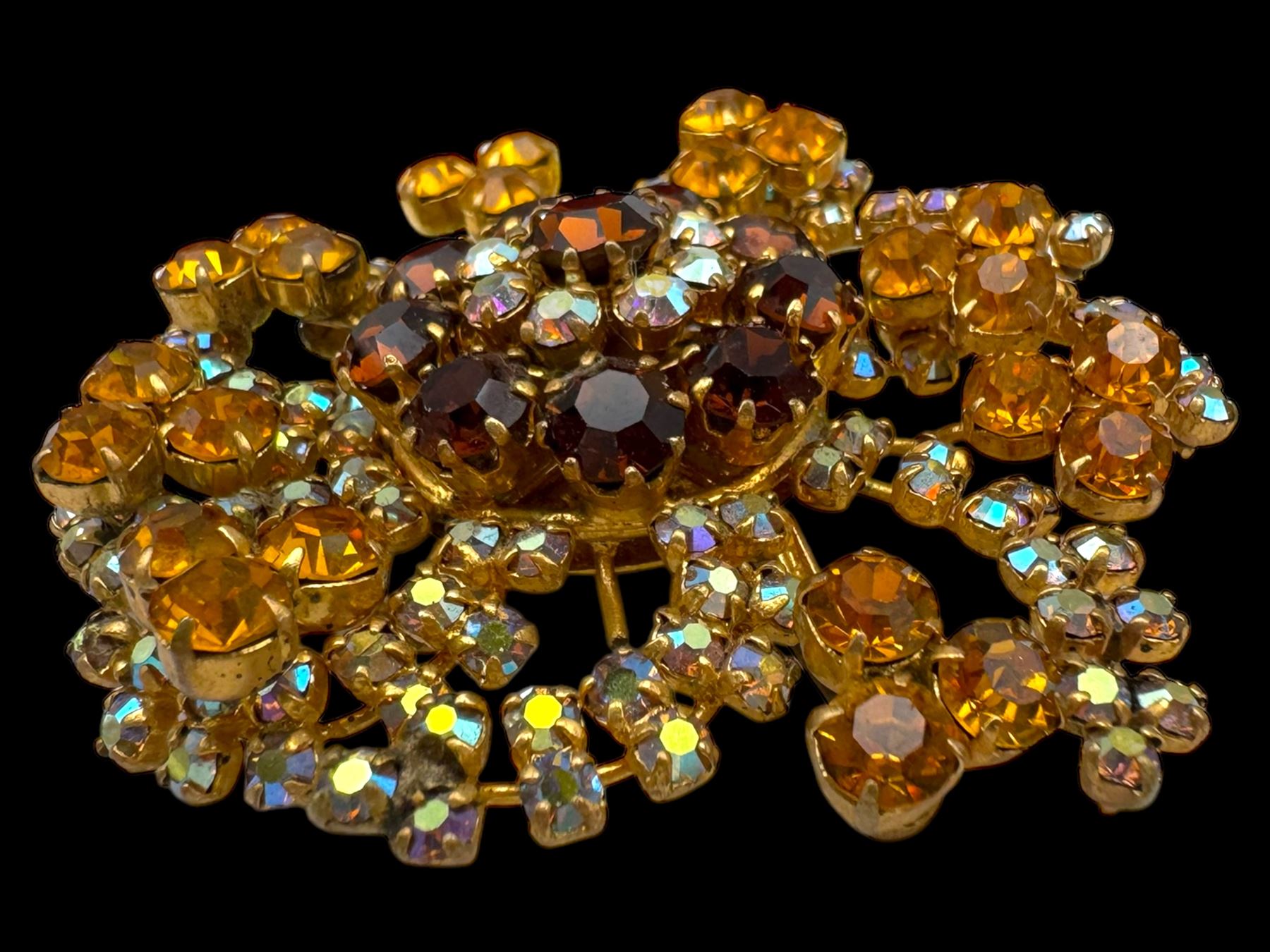 Four pairs of 9ct gold stud earrings, silver stone set stud earrings and a collection of costume jewellery brooches and bead necklaces