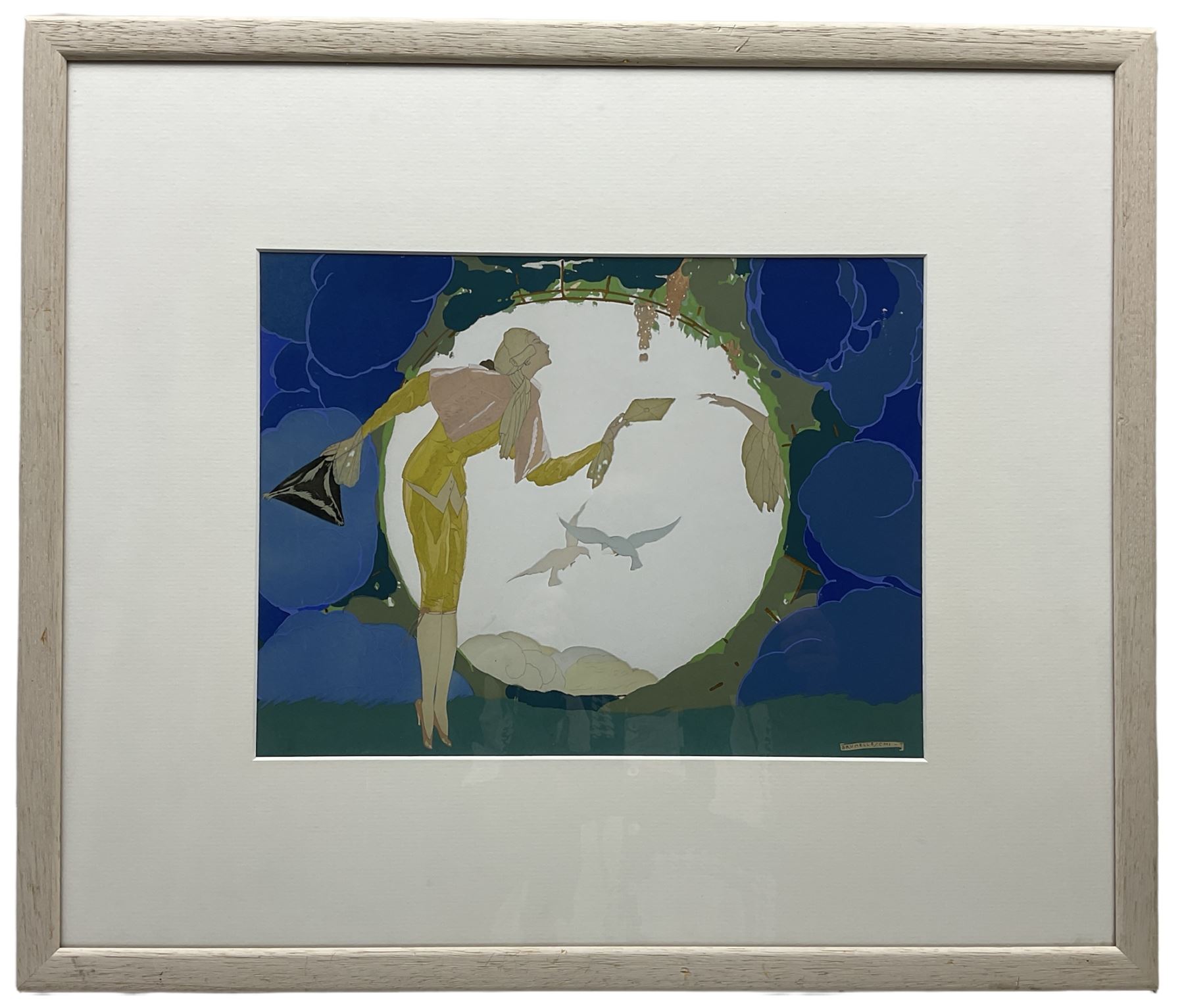 Umberto Brunelleschi (Italian 1879-1949): 'Le Courrier d'Amour', Art Deco pochoir signed pub. c1930s, 27cm x 35cm