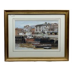 Mike Hendy (British 1942-): Scarborough Harbour, watercolour signed 33cm x 49cm