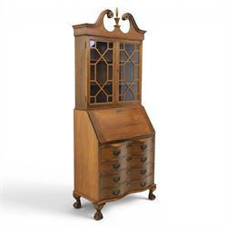 Maddox of Jamestown New York - Georgian design mahogany bureau bookcase, broken arch pedim...
