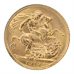 King George V 1912 gold full sovereign coin