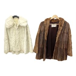 Brown mid length musquash fur coat by Na
