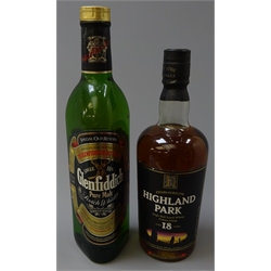 Highland Park Single Malt Scotch Whisky, Orkney Islands aged 18 years, 43%vol and Glenfiddich Pure Malt Scotch Whisky, Special Old Reserve, 40%vol, both 70cl, 2btls  