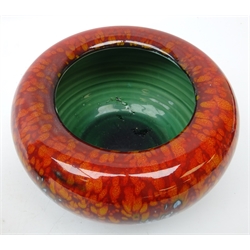  Poole Studio Sunburst design ovoid vase, H33cm and matching Concave bowl thrown by Alan White (2)  