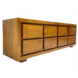 Sirene Design Ltd - contemporary solid ash 'Faro' sideboard or low unit, fitted with bank of eight uniform drawers, on square feet