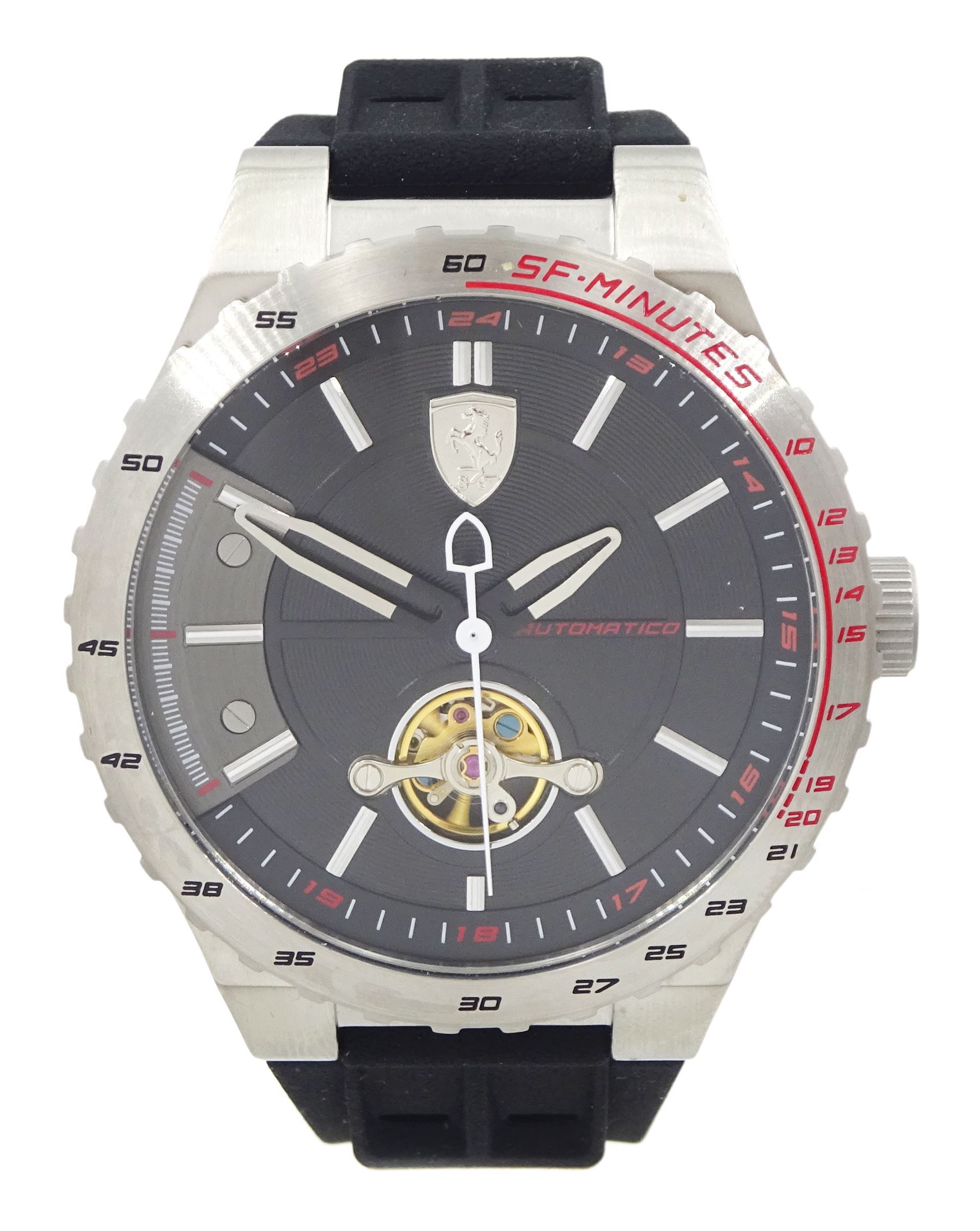 Ferrari Speciale Evo gentleman's stainless steel automatic wristwatch, Ref. SF.36.1.14.0315, on original rubber strap, boxed with papers
