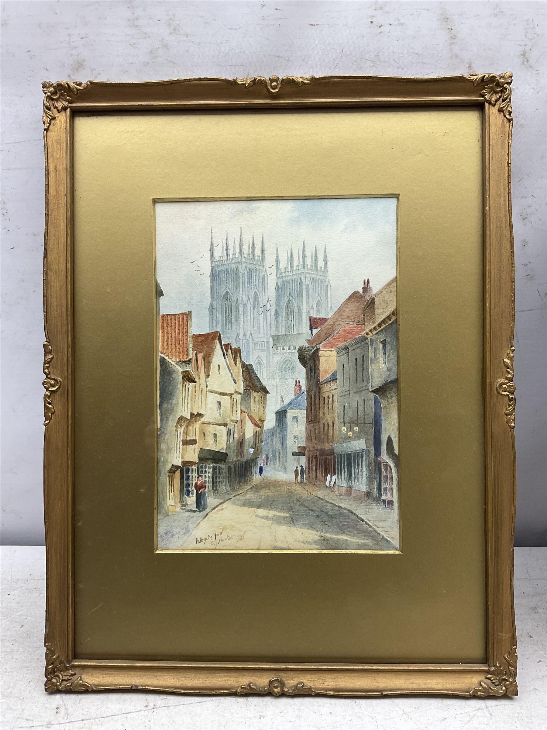 C J Norton (British 20th Century): 'Petergate - York' and 'Bootham Bar - York', pair watercolours signed and titled 26cm x 18cm (2)