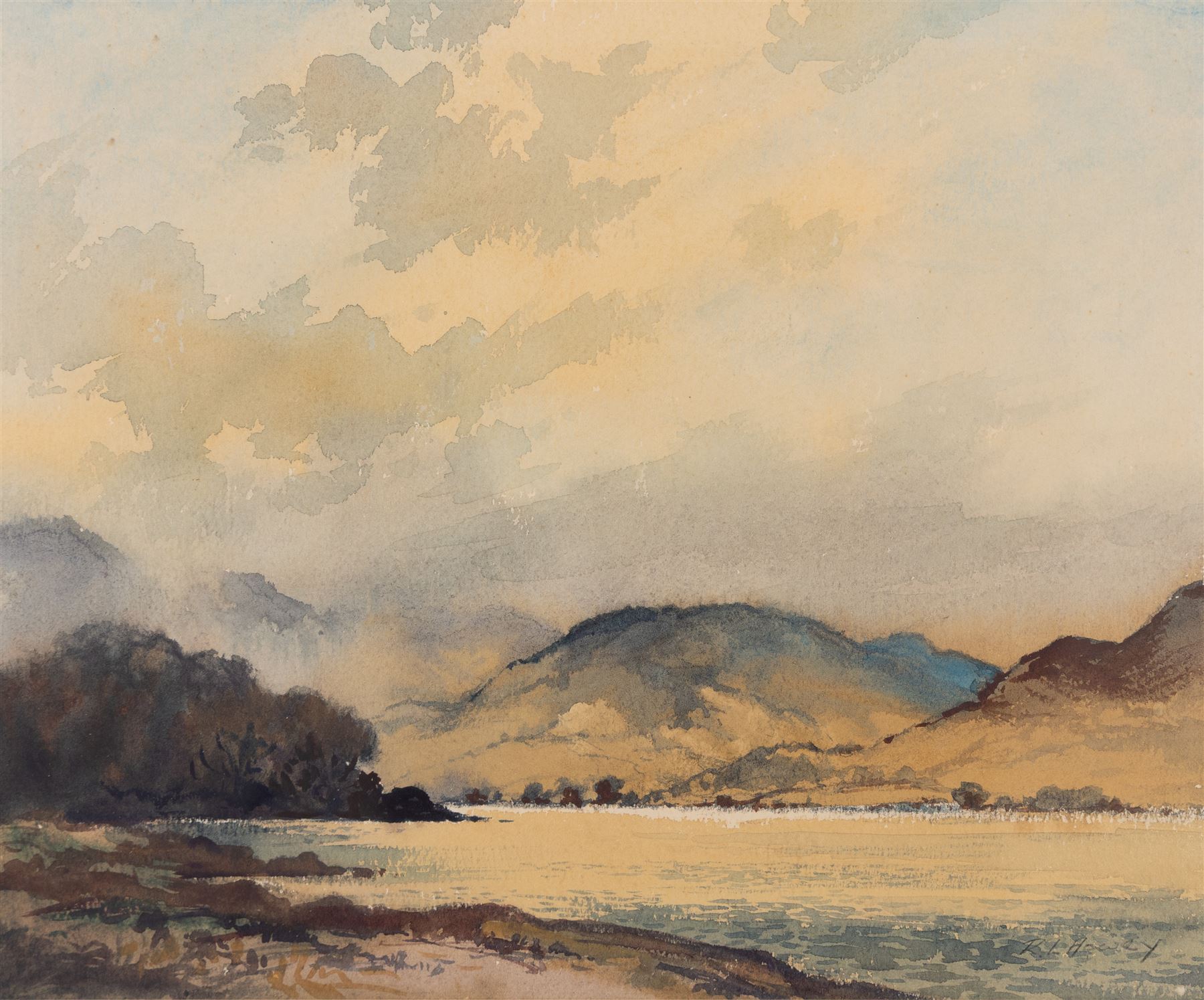 Robert Leslie Howey (British 1900-1981): View Towards the Hills, watercolour signed 26cm x 32cm 