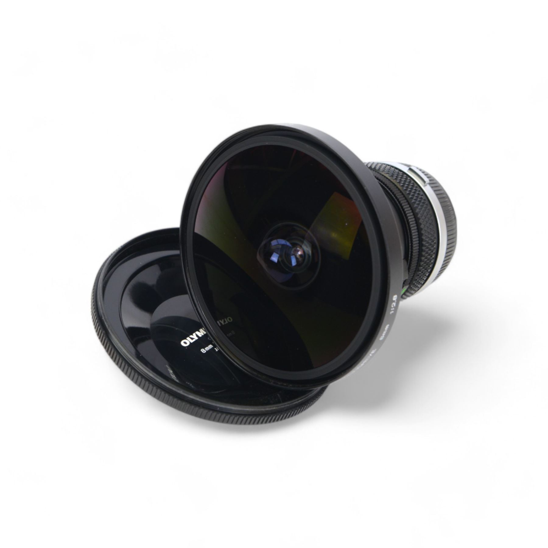 Olympus OM Zuiko Auto-Fisheye 8mm f=2.8 lens, serial no. 101536, in fitted case