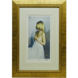  'Lea', Portrait of a Woman limited edition colour print No.198/500 signed and numbered in pencil by D. Alvarez Gomez Domingo (Spanish 1942-), Hornchurch Fine Art gallery label verso 43cm x 22cm  