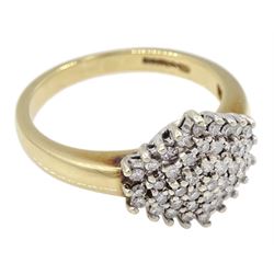 9ct gold diamond chip cluster ring, hallmarked