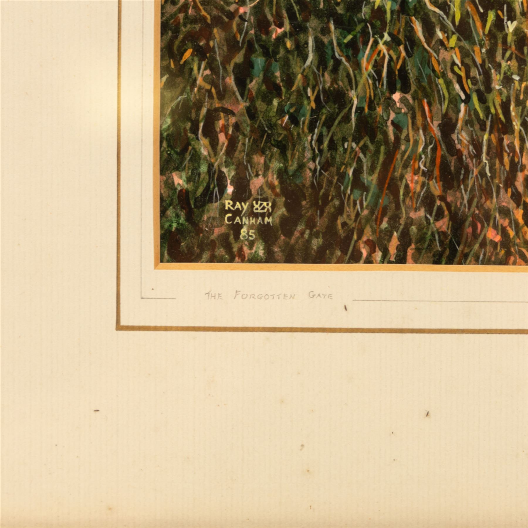 Richard Bolton (British 1950-): Chickens and Cows, watercolour signed and dated '03, 30cm x 24cm; Ray Canham (British 20th Century): 'The Forgotten Gate', gouache signed and dated '85, titled on the mount 27cm x 37cm (2)