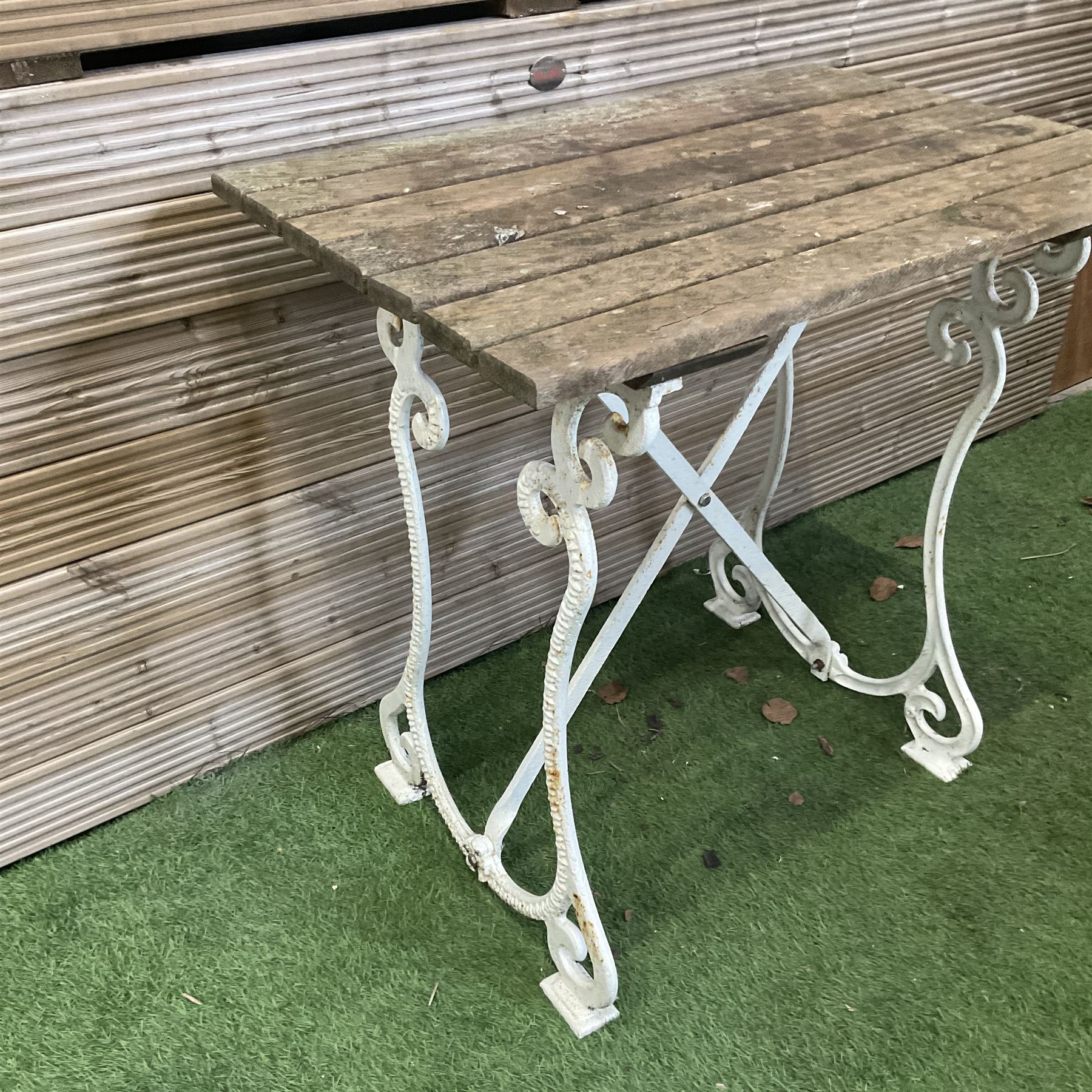 19th century white painted cast iron garden table - THIS LOT IS TO BE COLLECTED BY APPOINTMENT FROM DUGGLEBY STORAGE, GREAT HILL, EASTFIELD, SCARBOROUGH, YO11 3TX