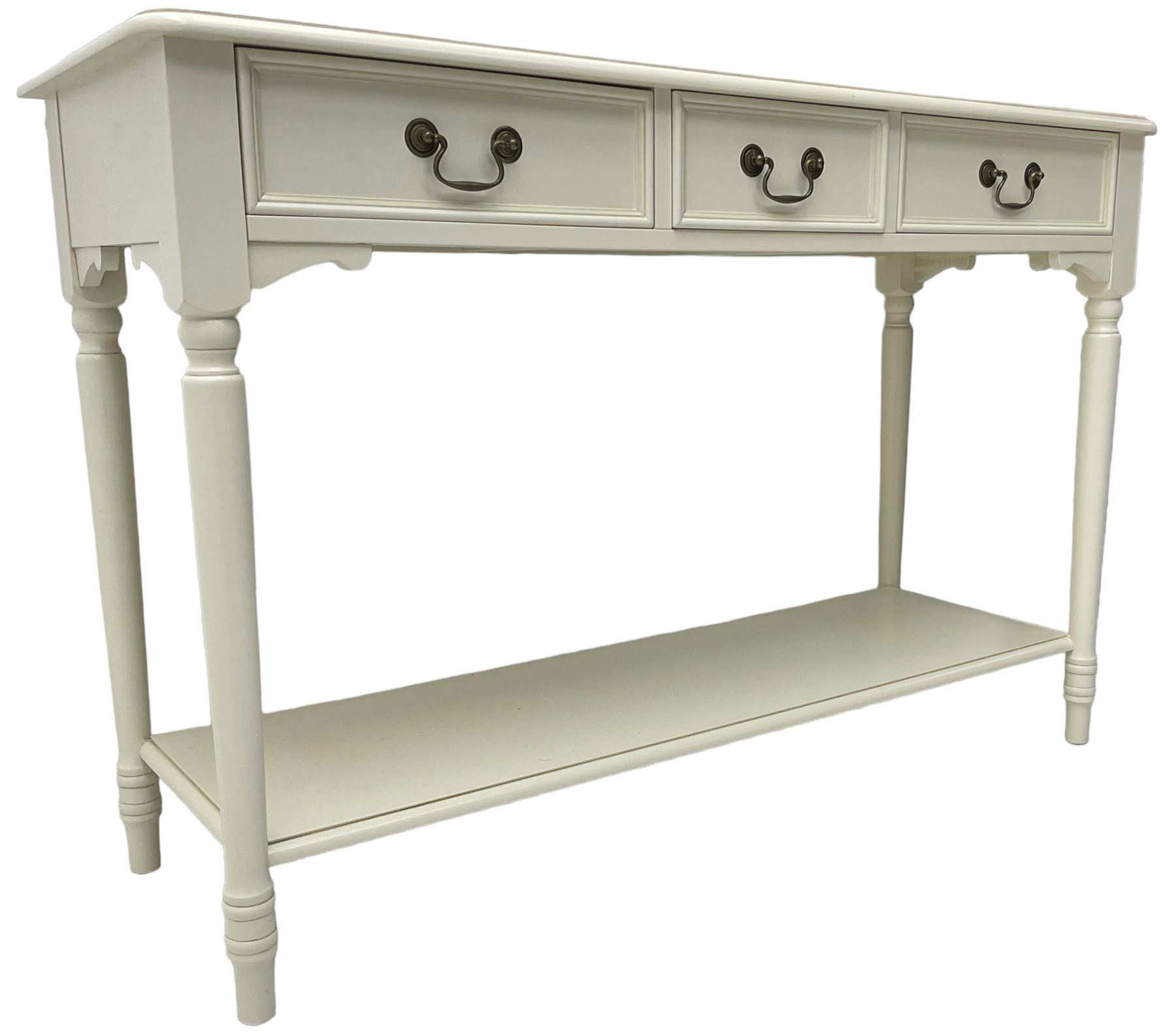 Laura Ashley 'Clifton' ivory finish three drawer console table