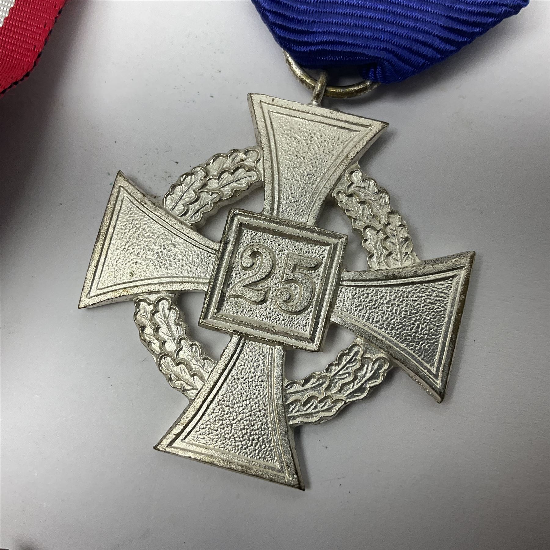 Four German awards c1957 - Knights Cross of the War Merit Cross, War Merit Cross 1st Class, Faithful Service Cross and Silver Wound badge (4)