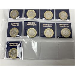 Mostly United Kingdom Queen Elizabeth II commemorative two pound  coins, including 2017 'Jane Austen', 2018 'Sea King', 2018 'Vulcan' etc face value of UK coins approximately 98 GBP