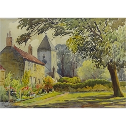  Edward H Simpson (British 1901-1989): 'Scarborough Harbour and Rural Village Scene with Church and Rural Scene, three watercolours signed max 36cm x 50cm (3)  