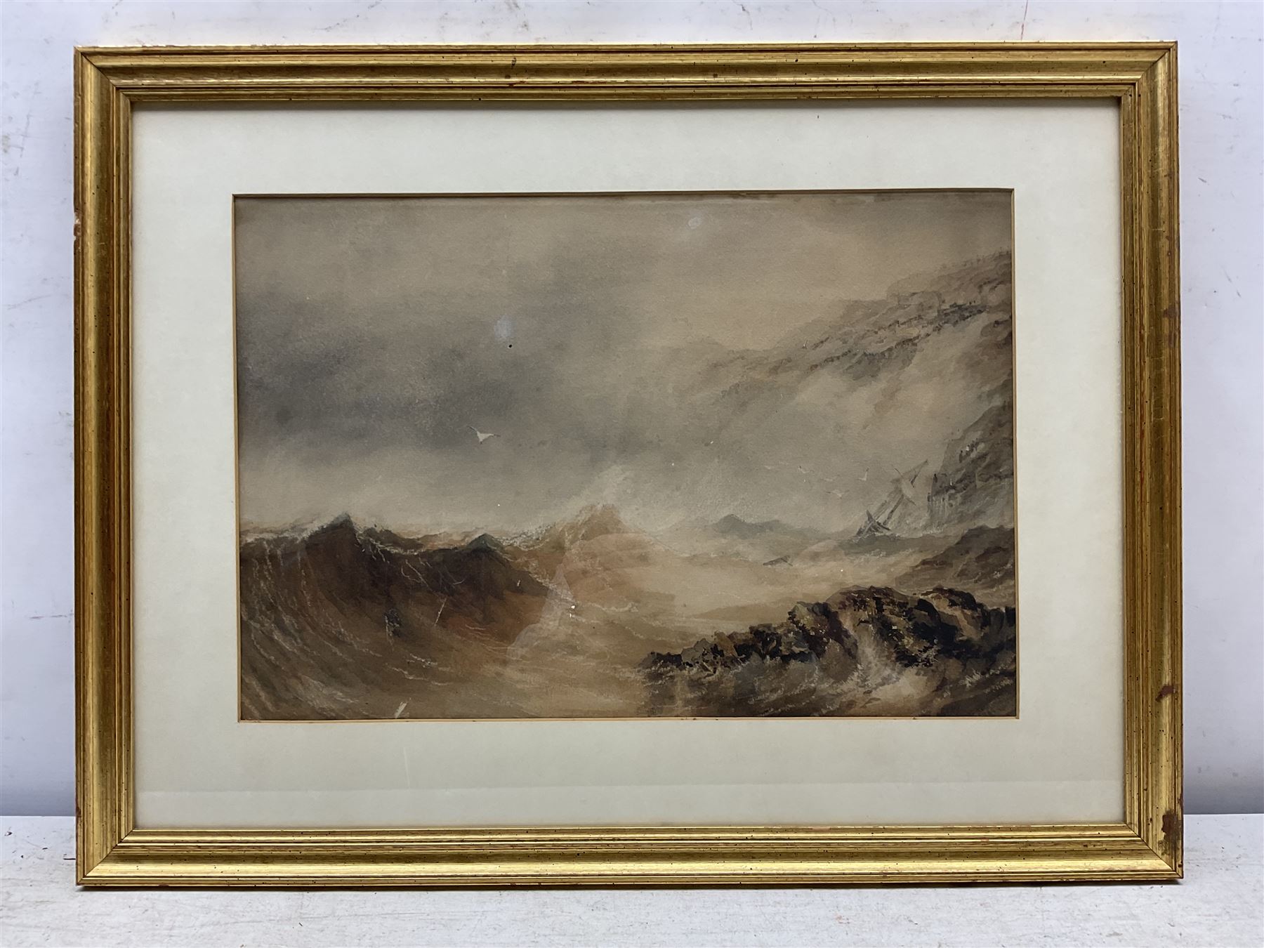 Henry Barlow Carter (British 1804-1868): Stormy Coastline, watercolour unsigned 29cm x 43cm