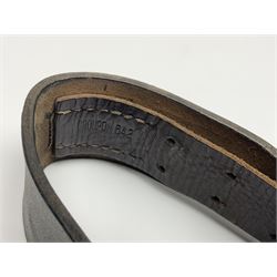 Pair of WW2 German Other Ranks trousers c1940-42, stamped C.& A. Brenninkmeyer Workstatten; WW2 German Army webbing belt with steel 'Gott Mit Uns' buckle; and WW2 German leather belt with 'Stahlhelm' (Steel Helmet League) members buckle (3)
