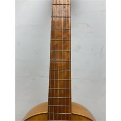 Encore black electric cut-away guitar L96cm; and Spanish Victor Garcia model 187 acoustic guitar, bears label dated 1972 L99cm; each in soft carrying case (2)