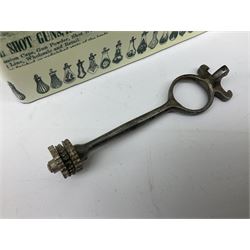 Riling Ray: The Powder Flask Book. 1992 R&R Books facsimile edition of the 1953 original; four powder measures including two by G. & J.W. Hawksley with horn handles; 16-bore combined spent cartridge and broken case remover; and turnscrew screw-driver (7)