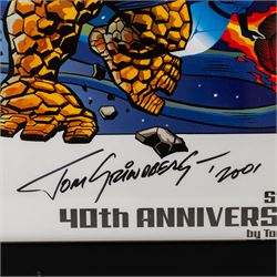 Two large limited edition Marvel lithographic prints by Dynamic Forces, comprising Marvel Origins Anniversary, limited edition no. 111/1961 and The Avengers vs. X-Men, limited edition no. 170/1963, both signed by Tom Grindberg and Tom Smith, with certificates of authenticity, largest H43cm, W86cm