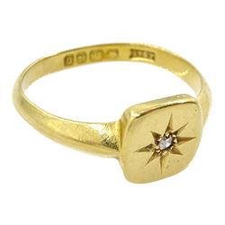 Early 20th century 18ct gold gypsy star set, single stone diamond ring, Birmingham 1919
