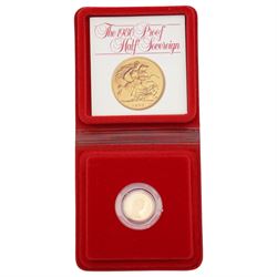 Queen Elizabeth II 1980 gold proof half sovereign coin, cased with certificate