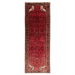 North West Persian runner, the red field decorated with an all-over Herati pattern of diam...