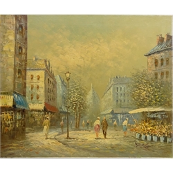  French Street Scene, 20th century oil on canvas signed Burnett 51cm x 62cm (unframed)  