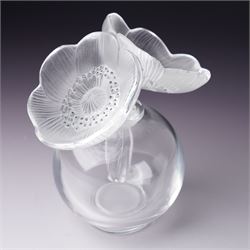 Lalique glass ' Deux Fleurs' scent bottle inscribed 'Lalique, France' H17cm