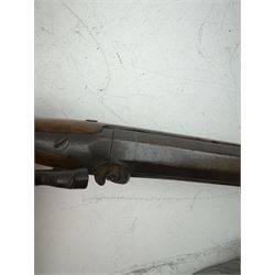 19th century Jones single barrel percussion fire shotgun, muzzle loader, walnut stock with chequered grip and engraved steel fitting marked Jones, the 68cm (27