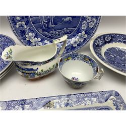 Miles Mason jug and tea cup in an oriental design, along with Spode Italian design rectangular serving dish, four Spode Blue room collection plates and an Adams bowl in English Scenic design.  