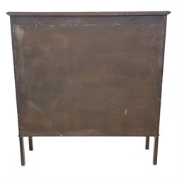 Edwardian mahogany display cabinet, blind-fretwork frieze over astragal glazed doors, square legs with fretwork detail