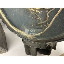 Three RAF light switches, together with military oxygen canister, batteries, gages etc  