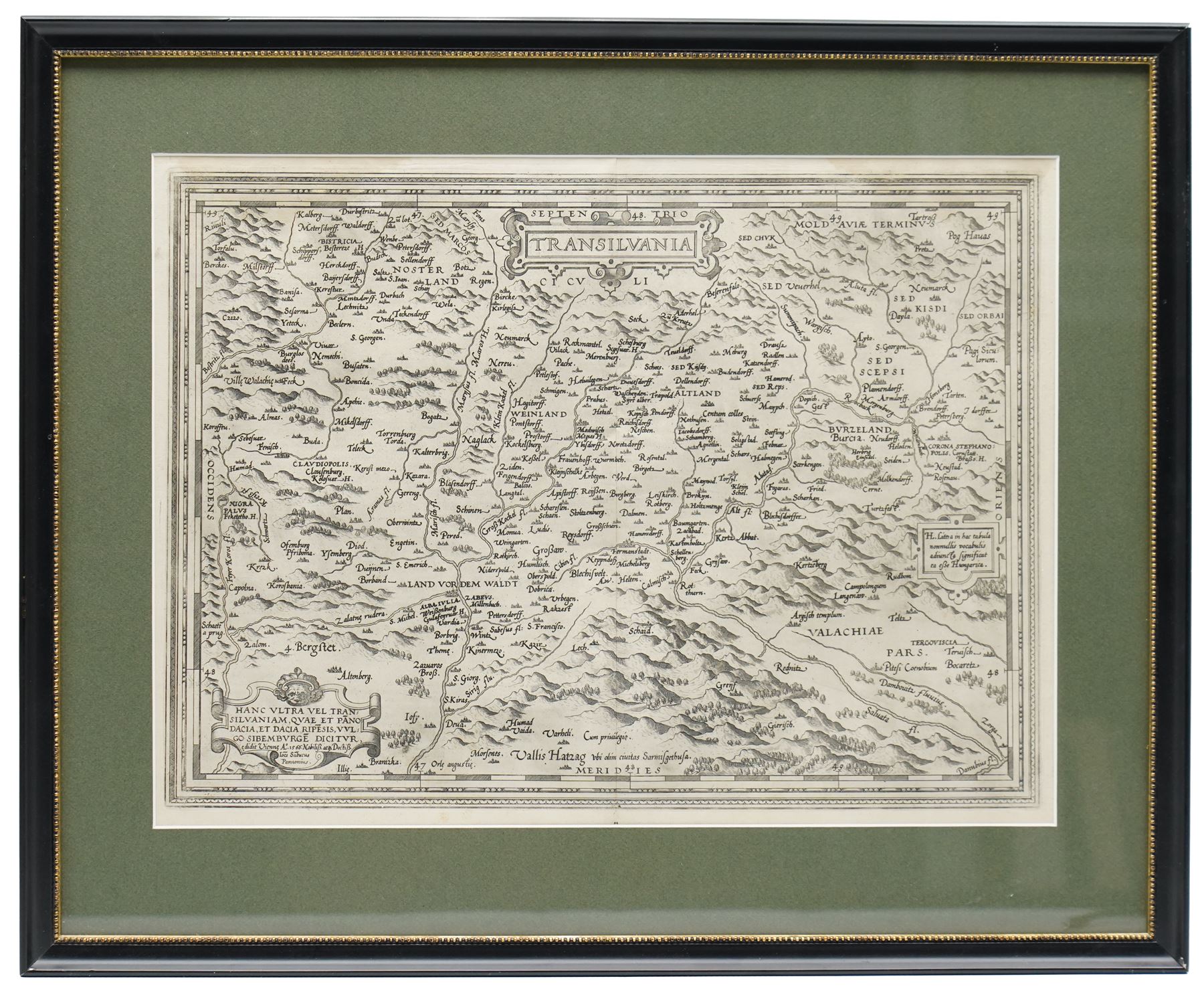 Abraham Ortelius (Belgian 1527-1598): 'Germaniae Veteris Typus', 16th century engraved map of Germany pub. c.1587, 40cm x 52cm; Abraham Ortelius (Belgian 1527-1598) after Johannes Sambucus (Hungarian 1531-1584): ‘Transilvania’, 16th century engraved map of Transylvania, pub. c.1580, 34cm x 46cm (2)