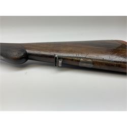 Lincoln Jeffries 12-bore side-by-side double barrel lightweight boxlock non-ejector sporting gun,  out-of-proof 66cm damascus barrels with sunken ribs, profusely engraved action, Prince of Wales walnut stock with chequered pistol grip and fore-end and thumb safety, sling swivels under barrel and stock, serial no.2139(?), L107.5cm overall RFD ONLY