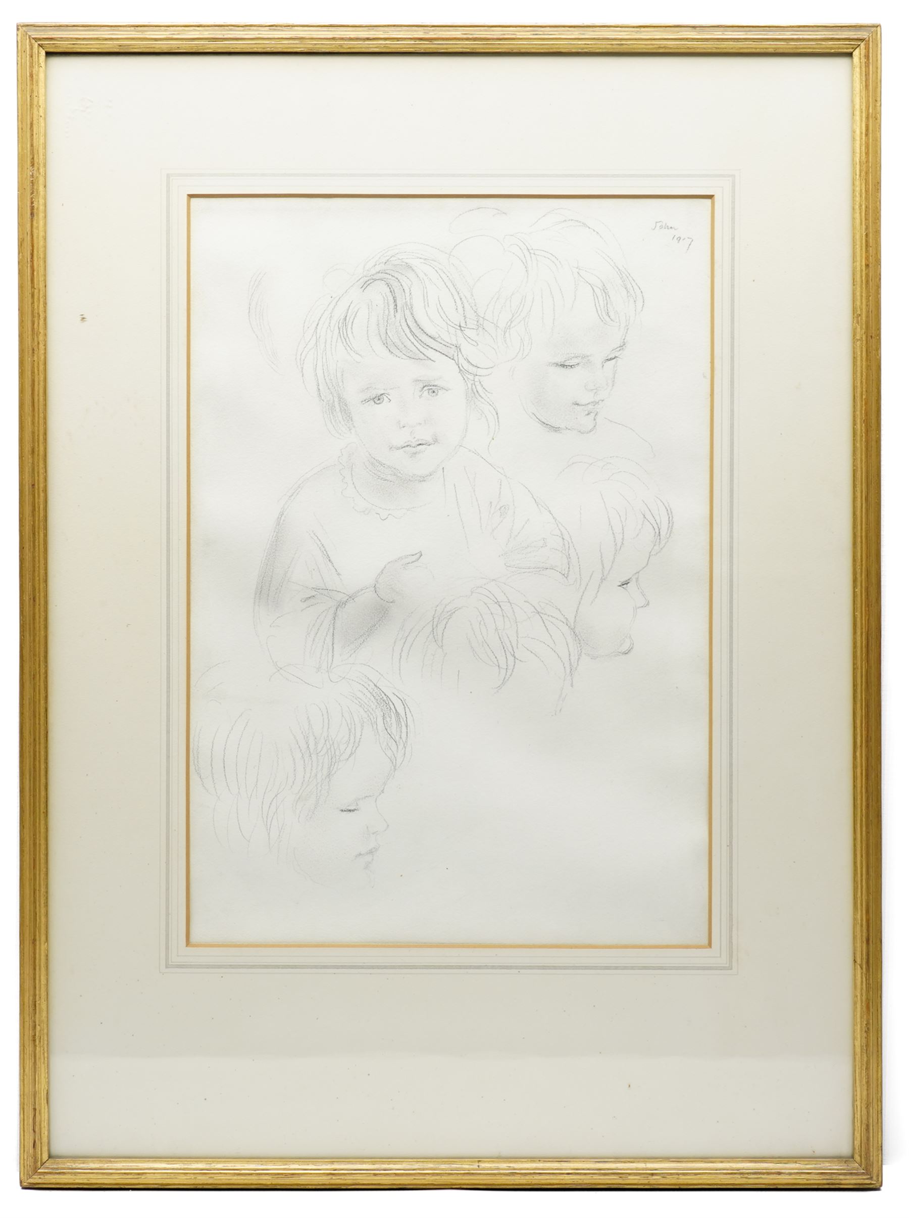 Augustus Edwin John O.M. (British 1878-1961): Portrait Study of Four Children, pencil sketch signed and dated 1917, 46cm x 32cm
Provenance: Kirkham Hall