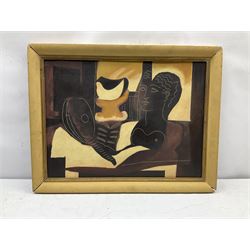 After Charles Edouard Jeanneret Le Corbusier (French 1887-1965): Composition with Bust and Mandolin, 1950's oil on board unsigned 42cm x 57cm