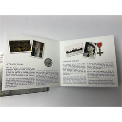 The Royal Mint United Kingdom 2014 'SS Gairsoppa Britannia' fine silver quarter ounce coin in card folder and 2015 'Britannia' fine silver fifty pound coin on card