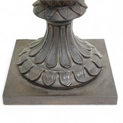 Bronzed effect table lamp by David Hunt Lighting in the form of a classical two handled vase, with pleated shade H55cm excluding fitting