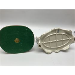 A small pair of Sitzendorf figures modelled as shepherd and shepherdess, H10.5cm together with a Dresden porcelain figure modelled as a female figure playing the piano, H17cm, a Naples figure with floral bouquet, H27.5cm,  a Naples figure holding a dog, H33cm, and a Leonardo Collection figure, Interlude, H24cm. 