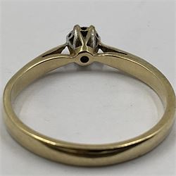 9ct gold single stone round brilliant cut diamond ring, hallmarked, diamond approx 0.10 carat