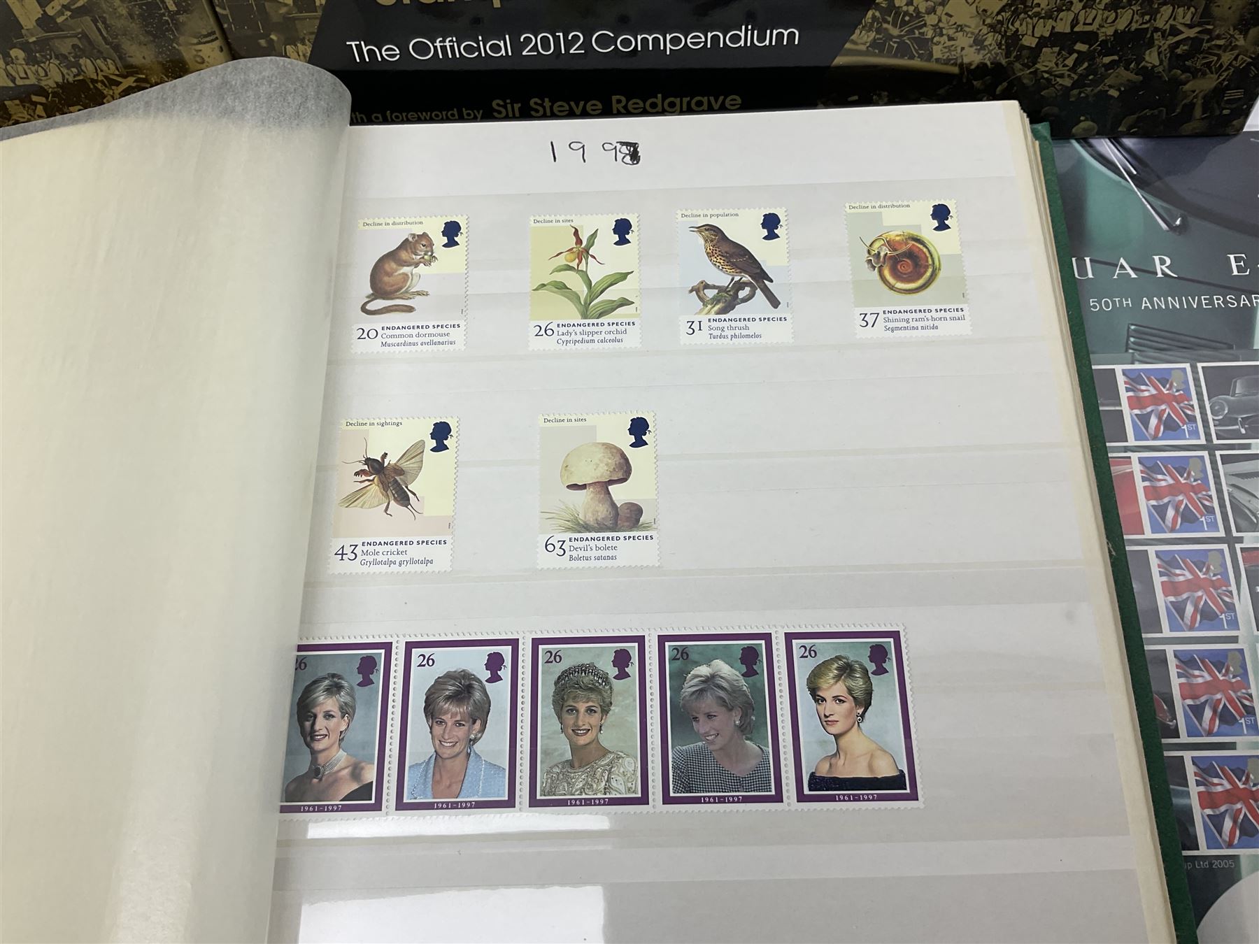 Queen Elizabeth II mint decimal stamps, mostly London 2012 Olympic games 1st class, face value of usable postage approximately 535 GBP