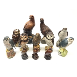  Seven Royal Doulton Whyte and Mackay Scotch Whisky bird form decanters including Short-Eared Owl (with contents - not sealed), Merlin, 