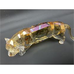 Swarovski Crystal tiger family, comprising adult and two cubs, adult H8.5cm 